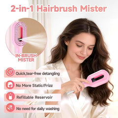 2-in-1 Water Spray Comb Detangling Brush with Built-In Mist Bottle