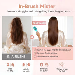 2-in-1 Water Spray Comb Detangling Brush with Built-In Mist Bottle