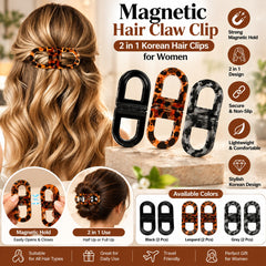 Magnetic Hair Claw Clip, 2 in 1 Korean Hair Clips for Women