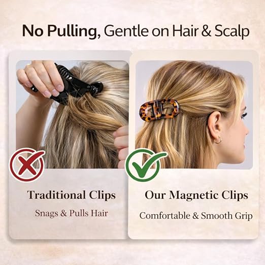 Magnetic Hair Claw Clip, 2 in 1 Korean Hair Clips for Women