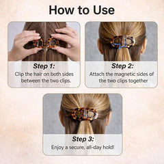 Magnetic Hair Claw Clip, 2 in 1 Korean Hair Clips for Women