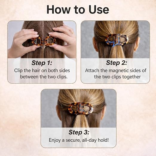 Magnetic Hair Claw Clip, 2 in 1 Korean Hair Clips for Women